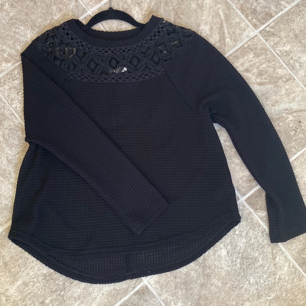 Black top, lace collar line, never worn